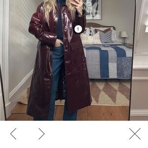 Women's Burgundy Leather Coat